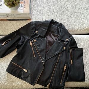 Blank NYC Black Faux Leather Jacket with Rose Gold Accents
